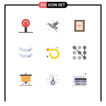 Editable Vector Line Pack of 9 Simple Flat Colors of lock repeat cookies forward kayak Editable Vector Design Elements