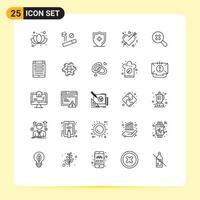 Modern Set of 25 Lines and symbols such as zoom in board marriage heart Editable Vector Design Elements