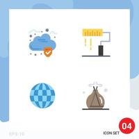 Modern Set of 4 Flat Icons and symbols such as cloud internet coding paint incense Editable Vector Design Elements