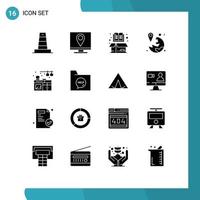 Editable Vector Line Pack of 16 Simple Solid Glyphs of marker location page gps item Editable Vector Design Elements