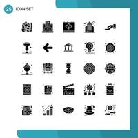 Modern Set of 25 Solid Glyphs Pictograph of office life payment city day Editable Vector Design Elements