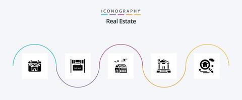 paquete de iconos de glifo 5 de bienes raíces que incluye dólar. bienes . bienes raíces. casa vector