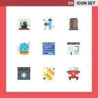 Pictogram Set of 9 Simple Flat Colors of computing file home news broadcasting Editable Vector Design Elements