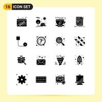 16 User Interface Solid Glyph Pack of modern Signs and Symbols of development web sun framing food Editable Vector Design Elements