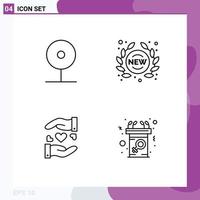 Editable Vector Line Pack of 4 Simple Filledline Flat Colors of camera store play new sharing Editable Vector Design Elements