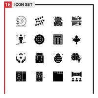 Pictogram Set of 16 Simple Solid Glyphs of user investment castle income house Editable Vector Design Elements