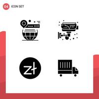 Editable Vector Line Pack of Simple Solid Glyphs of map technology globe electronic poland Editable Vector Design Elements