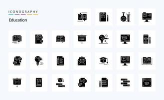 25 Education Solid Glyph icon pack vector