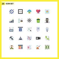 paquete de iconos de vector de stock de 25 signos y símbolos de línea para elementos de diseño de vector editables de corazón americano de nube de bandera de casa