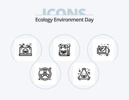 paquete de iconos de línea ecológica 5 diseño de iconos. iluminación. bulbo. poder. verde. ecología vector