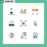 9 Thematic Vector Flat Colors and Editable Symbols of process wireless barricade connection router Editable Vector Design Elements