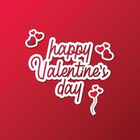 Happy Valentine's Day text, typographic poster hand letters on a red gradient background vector