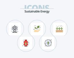 paquete de iconos planos de energía sostenible 5 diseño de iconos. . crecimiento. energía. planta verde. crecimiento vector