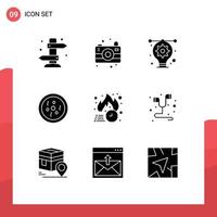 9 Universal Solid Glyphs Set for Web and Mobile Applications friday science artwork petri chemistry Editable Vector Design Elements