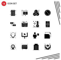 16 Creative Icons Modern Signs and Symbols of business ui food trash deny Editable Vector Design Elements