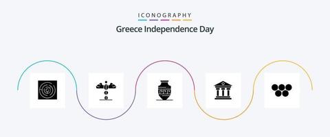 Greece Independence Day Glyph 5 Icon Pack Including greece. ireland. amphora. money. bank vector