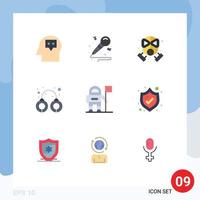 Modern Set of 9 Flat Colors and symbols such as flag astronaut firefighter arrest handcuffs Editable Vector Design Elements