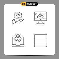 Set of 4 Modern UI Icons Symbols Signs for discount banking shopping driver economy Editable Vector Design Elements