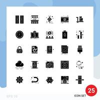 Group of 25 Solid Glyphs Signs and Symbols for alarm ecommerce creative cart video Editable Vector Design Elements