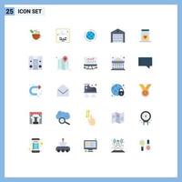 Set of 25 Vector Flat Colors on Grid for logistic world moon internet connection Editable Vector Design Elements