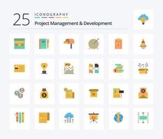 Project Management And Development 25 Flat Color icon pack including focus. dart. pencil. target. mail box vector