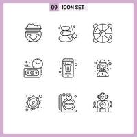 Pictogram Set of 9 Simple Outlines of app investment stone budget estimate sea Editable Vector Design Elements