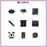 paquete de iconos vectoriales de stock de 9 signos y símbolos de línea para la construcción de elementos de diseño vectorial editables de código educativo de pen rocks vector