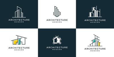 Set of logo architecture with liner concept logo design template. vector