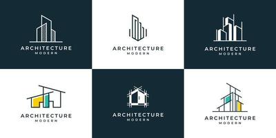 Set of logo architecture with liner concept logo design template. vector