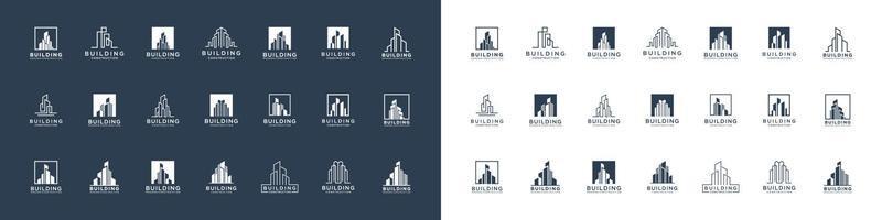 Mega collection of building architecture sets, real estate logo design symbol vector