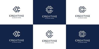 Set of creative initial letter c logo design collection. icons for business of luxury, elegant, simple. vector