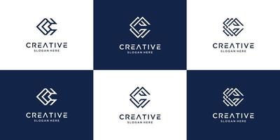 conjunto de colección de diseño de logotipo de letra c inicial creativa. iconos para negocios de lujo, elegantes, simples. vector