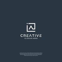 Minimal initials A with square logo design inspiration vector