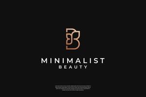 Minimalist elegant initial B and leaf logo design with infinity symbol
