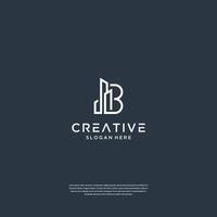 Minimalist initial B with building logo design inspiration vector