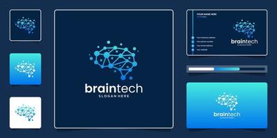Creative brain tech logo design template, Abstract smart mind for modern technology logo vector