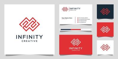 línea infinita minimalista creativa. diseño de logotipo premium y vector de tarjeta de visita.