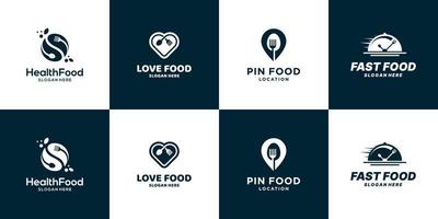 conjunto de símbolo de icono de diseño de logotipo de alimentos vector