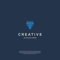 Abstract Combination of Letter T and Technology Symbol Logo Design Inspiration vector