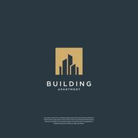 Building logo design with negative space style real estate, architecture, construction vector