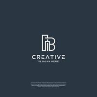 building logo design and letter initials b line art style vector