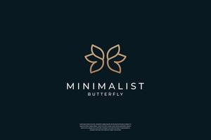 diseño de logotipo de mariposa elegante minimalista con estilo de arte lineal vector