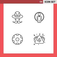 4 Universal Line Signs Symbols of cap sports user image fast food Editable Vector Design Elements