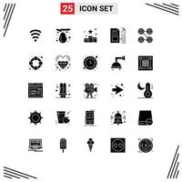 grupo de símbolos de iconos universales de 25 glifos sólidos modernos de conexiones archivo posición documento cuenta elementos de diseño vectorial editables vector