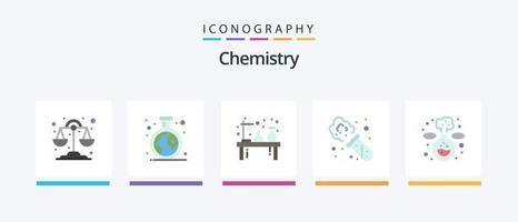 Chemistry Flat 5 Icon Pack Including lab. chemistry. experiment. laboratory. chemistry. Creative Icons Design vector