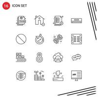 Pack of 16 creative Outlines of technology cooling house air conditioner study timetable Editable Vector Design Elements