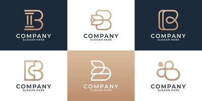 conjunto de varias plantillas de diseño de logotipo b, carta inicial de monograma creativo para negocios, construcción, marketing, belleza y moda. vector