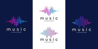 elemento del logotipo del reproductor de música de pulso. plantilla de logotipo música electrónica, ecualizador, tienda, concepto de logotipo de onda de audio. vector