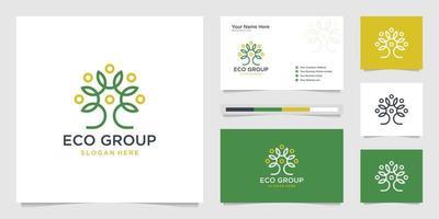 colección de líneas de diseño de logotipos de personas respetuosas con el medio ambiente. diseños de logotipos premium y tarjetas de visita. vector