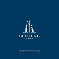 Abstract building structure logo design real estate, architecture, construction with line art style vector